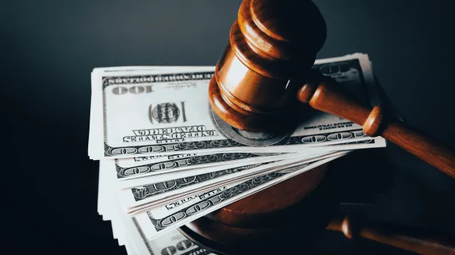 judge gavel and cash